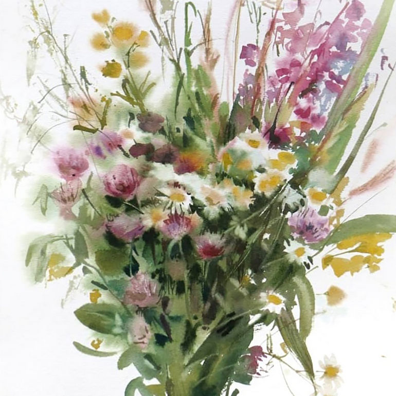 Полевые цветы, акварель, бумага, 49х34, 2020 